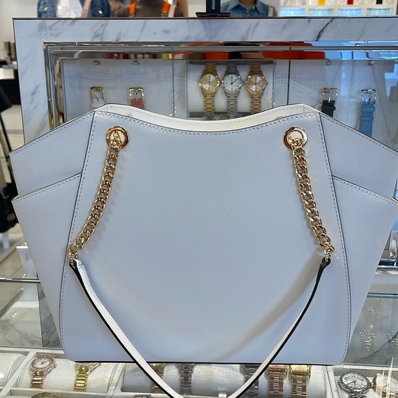 Michael Kors Jet Set Lg Saffiano Leather Chain Shoulder Tote MK
Optic White 
NWT - Picture 13 of 16